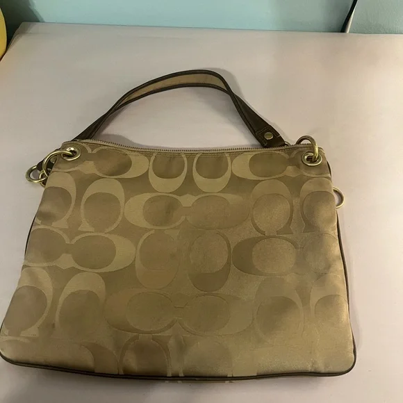 Coach Gold Poppy Signature Fabric Hobo Shoulder Bag - Picture 2 of 8